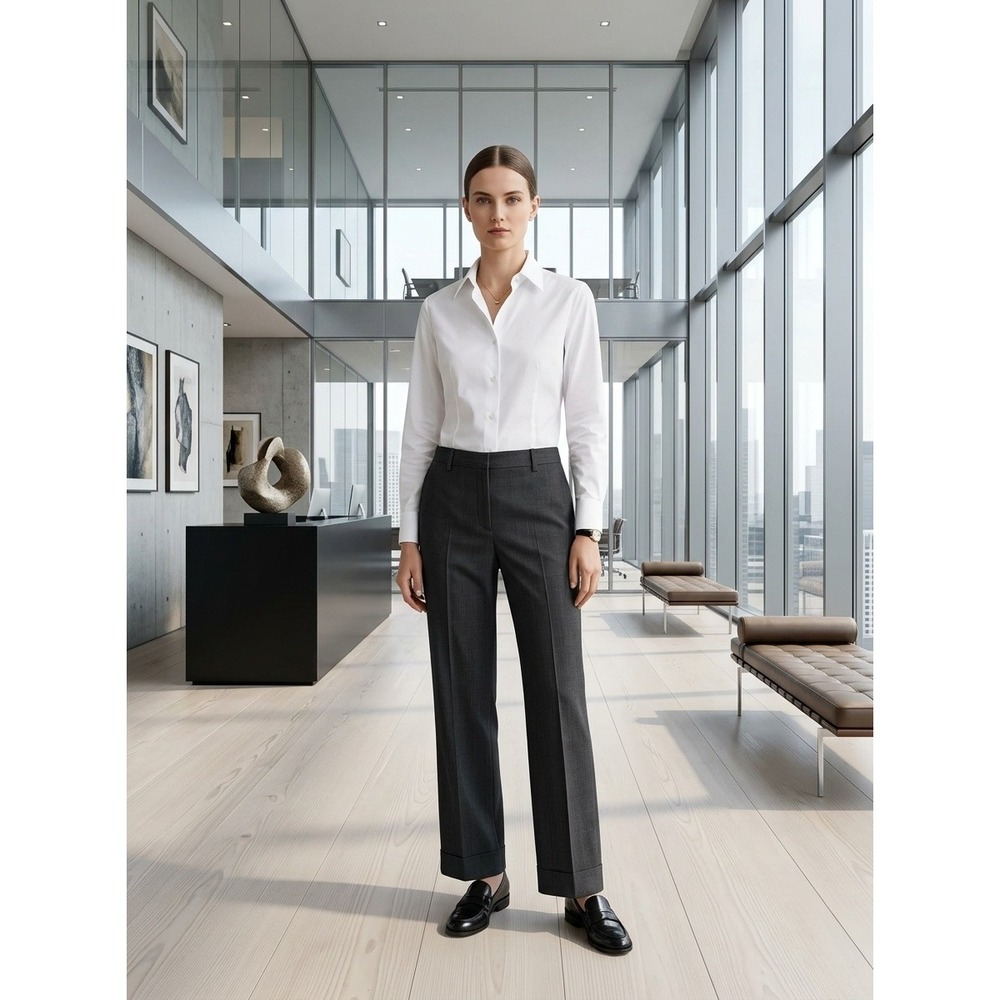 Prada Made in Italy Charcoal Gray Cuffed Tailored Trousers Dress Pants Size 46